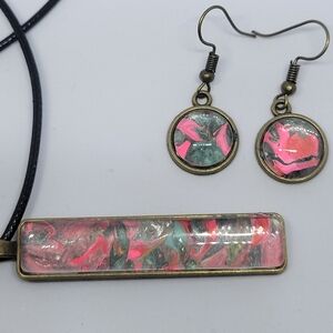 Elegant Pink and Green Jewelry Set